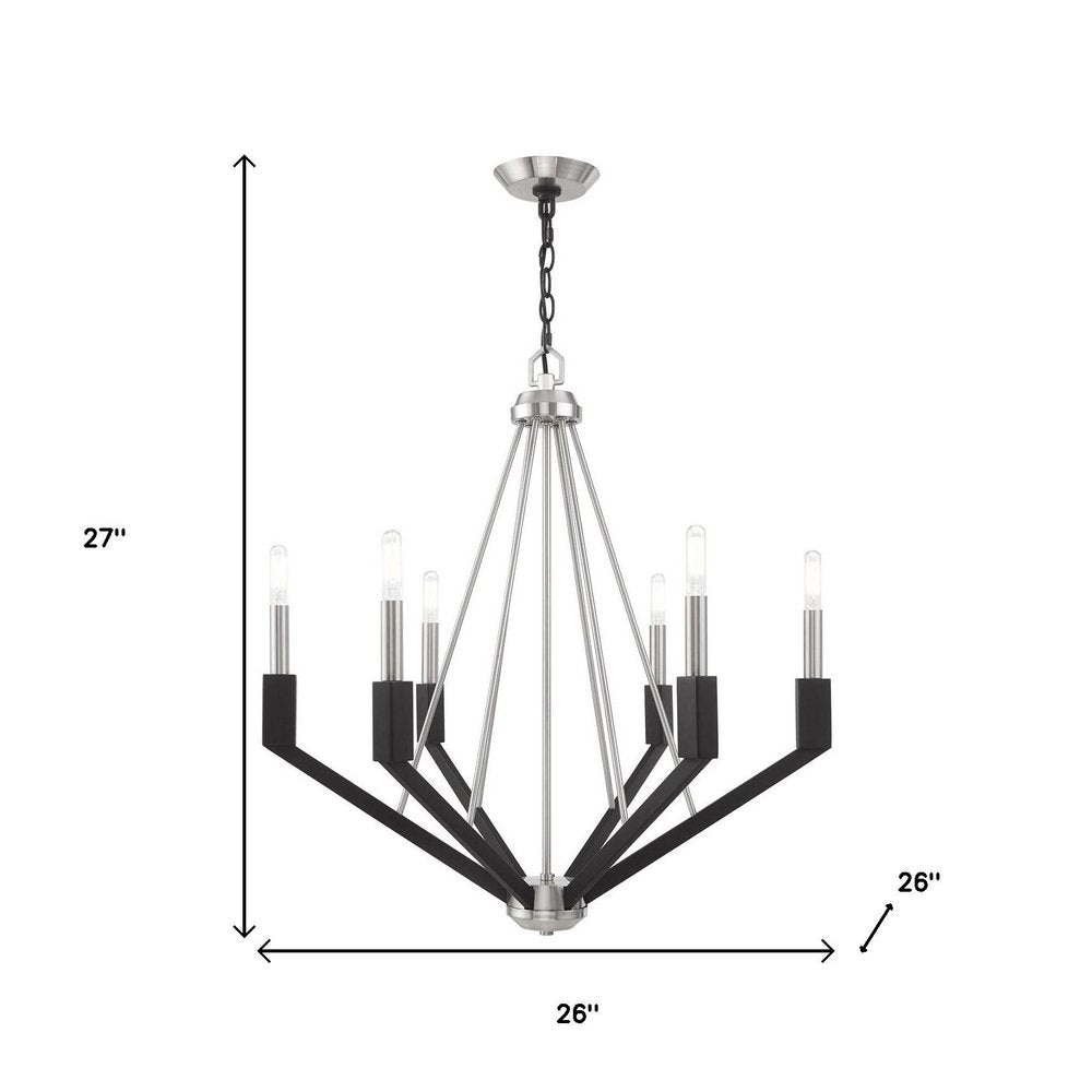 Six Light Dimmable Chandelier With Shades