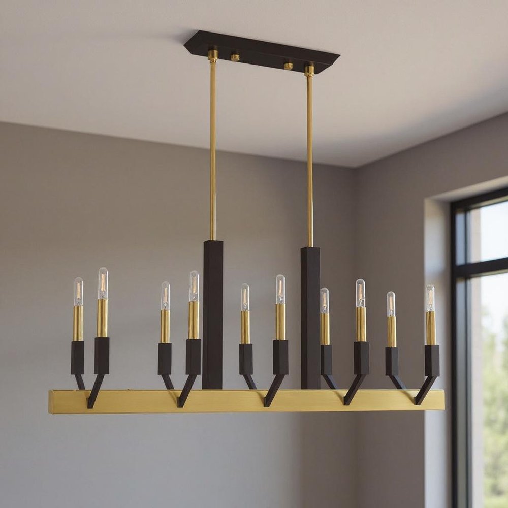 Ten Light Dimmable Chandelier With Shades