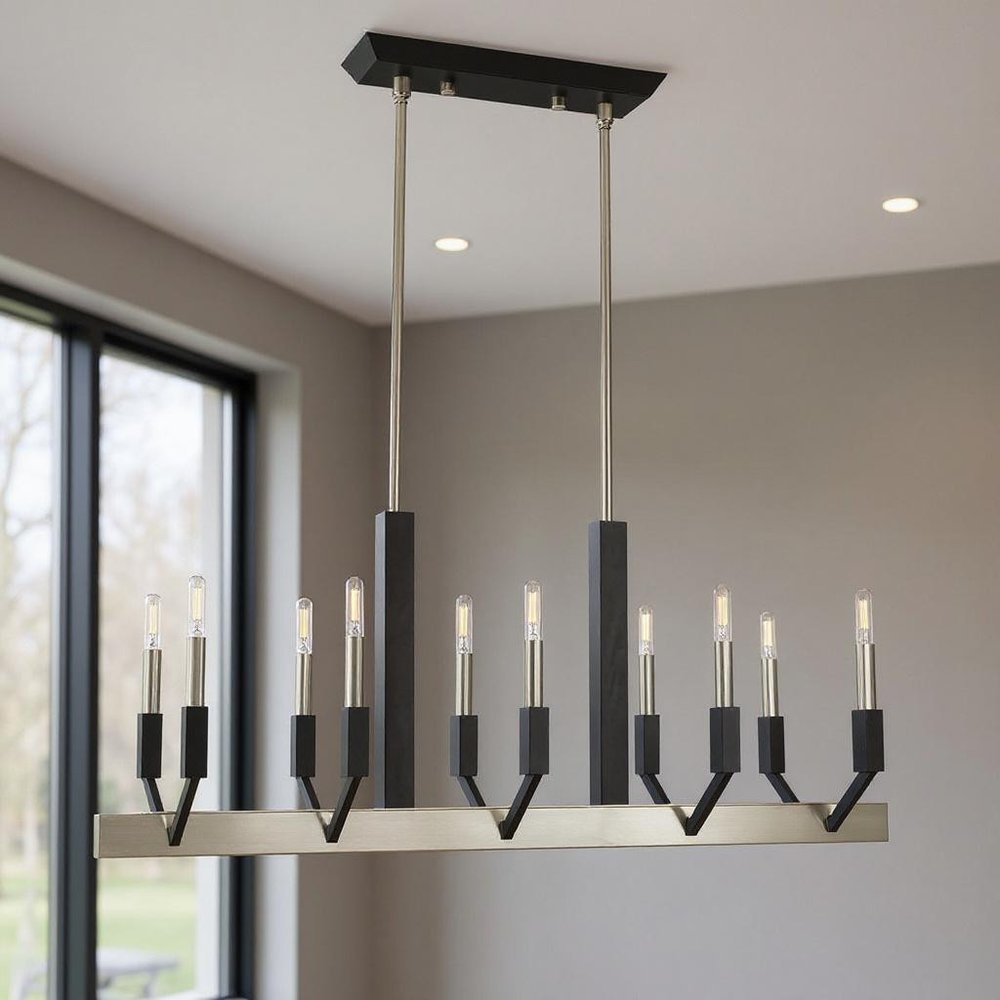 Ten Light Dimmable Chandelier With Shades