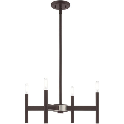 Bronze Four Light Dimmable Chandelier With Shades