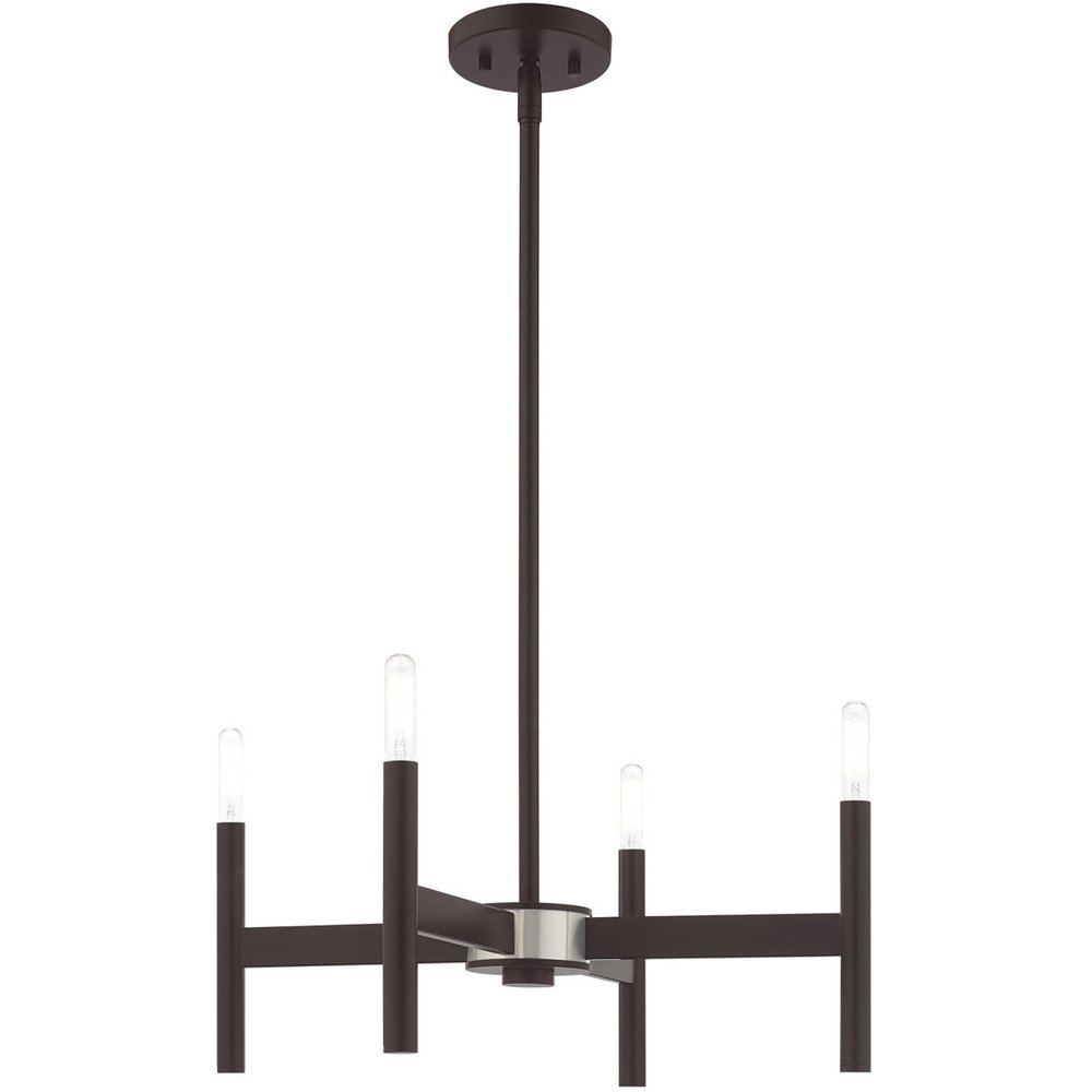 Bronze Four Light Dimmable Chandelier With Shades