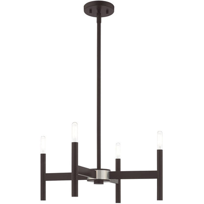 Bronze Four Light Dimmable Chandelier With Shades