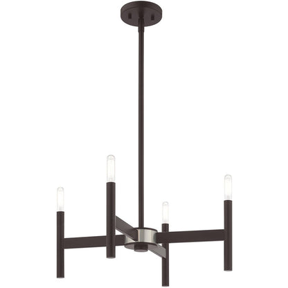 Bronze Four Light Dimmable Chandelier With Shades