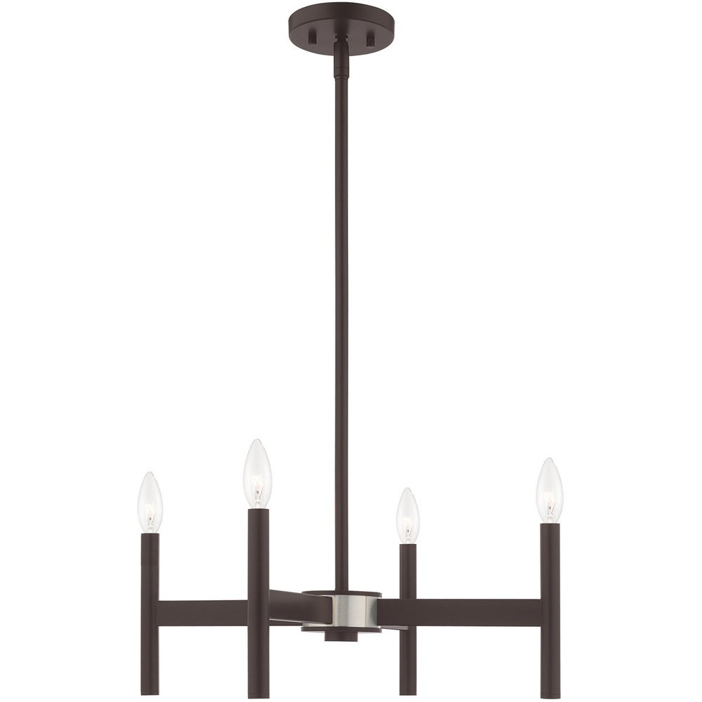 Bronze Four Light Dimmable Chandelier With Shades