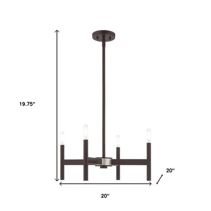 Bronze Four Light Dimmable Chandelier With Shades