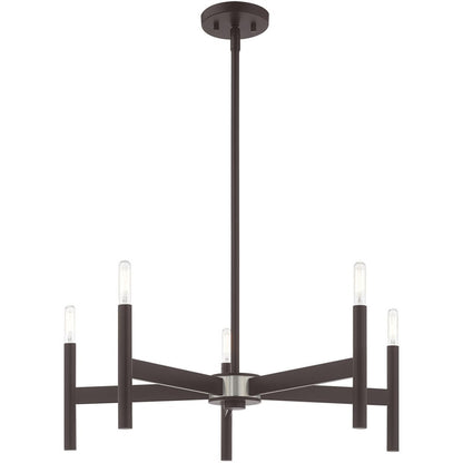 Bronze Five Light Dimmable Chandelier With Shades