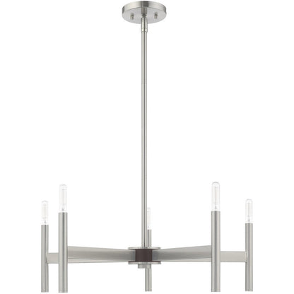 Five Light Dimmable Chandelier With Shades