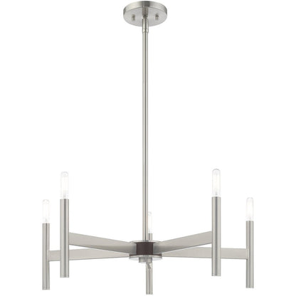 Five Light Dimmable Chandelier With Shades