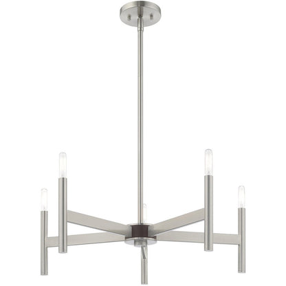 Five Light Dimmable Chandelier With Shades