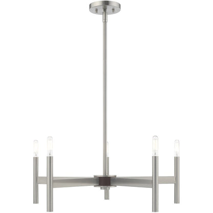 Five Light Dimmable Chandelier With Shades