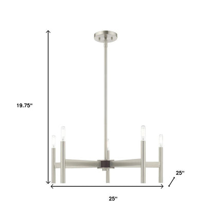 Five Light Dimmable Chandelier With Shades