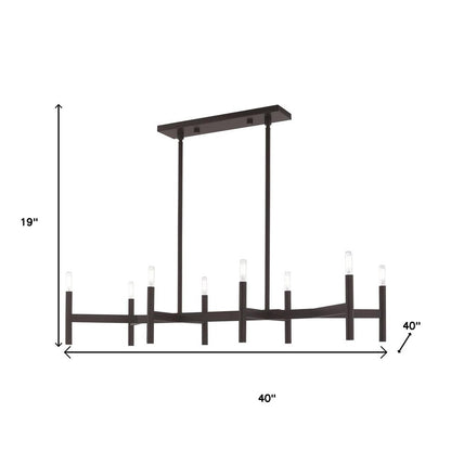 Bronze Eight Light Dimmable Chandelier With Shades