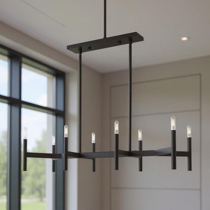 Bronze Eight Light Dimmable Chandelier With Shades