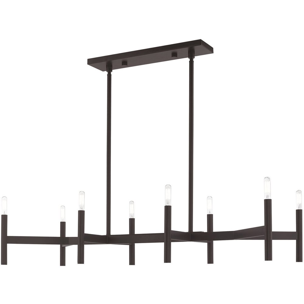 Bronze Eight Light Dimmable Chandelier With Shades