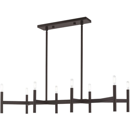 Bronze Eight Light Dimmable Chandelier With Shades