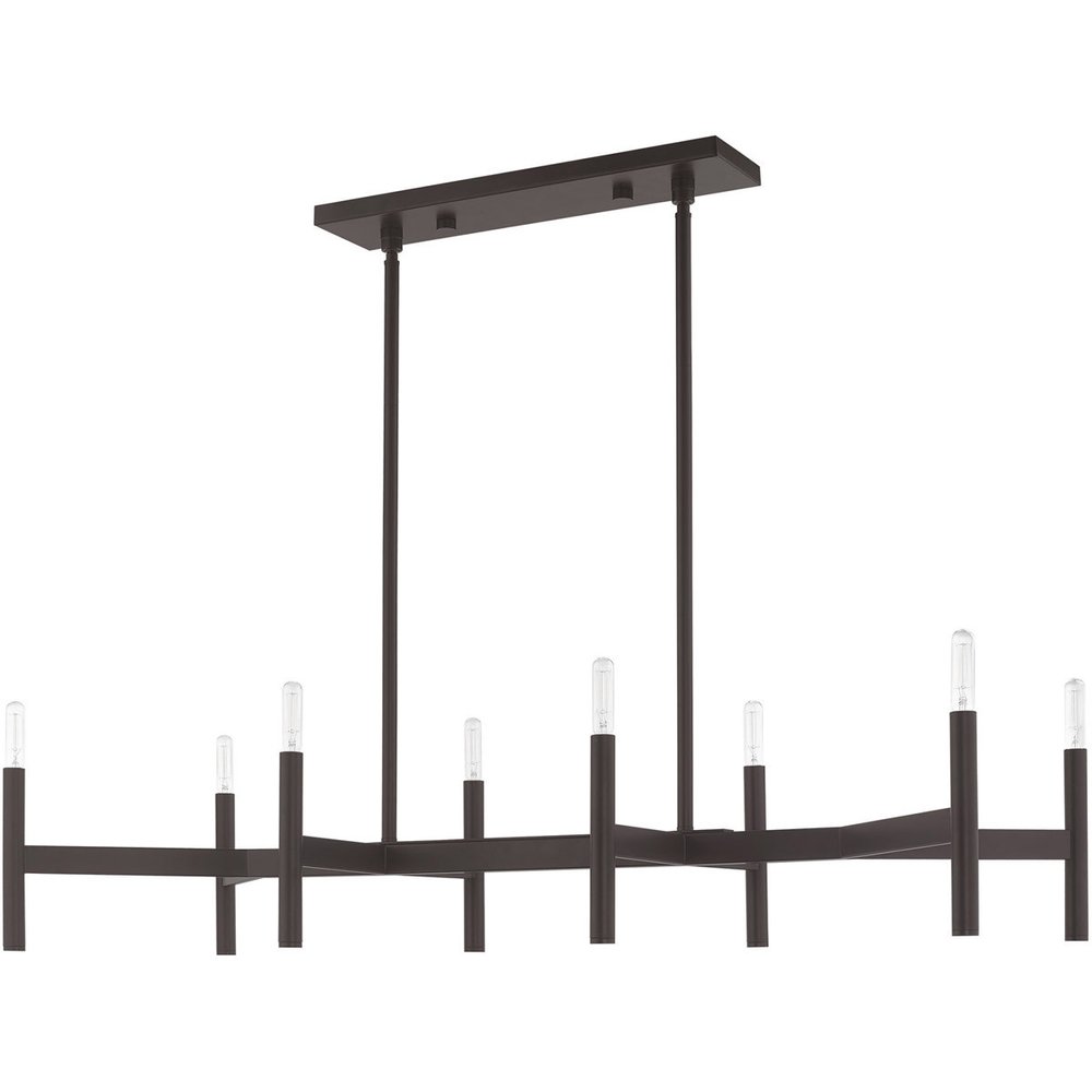 Bronze Eight Light Dimmable Chandelier With Shades