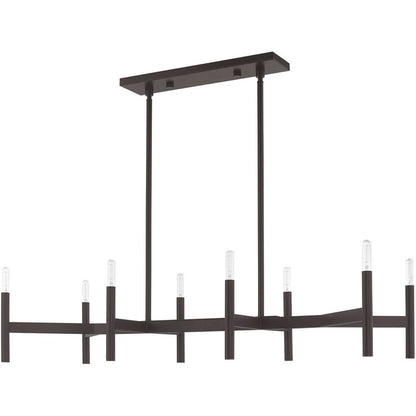 Bronze Eight Light Dimmable Chandelier With Shades