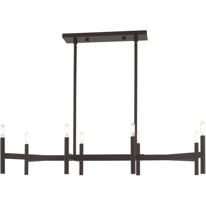 Bronze Eight Light Dimmable Chandelier With Shades