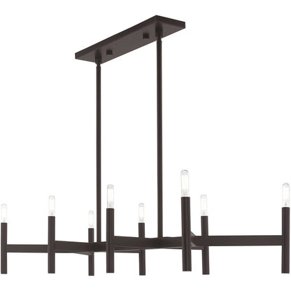 Bronze Eight Light Dimmable Chandelier With Shades