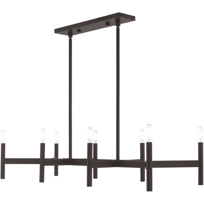 Bronze Eight Light Dimmable Chandelier With Shades