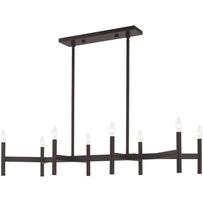 Bronze Eight Light Dimmable Chandelier With Shades