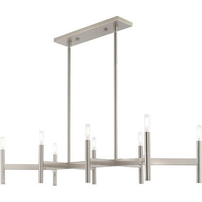 Eight Light Dimmable Chandelier With Shades