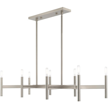 Eight Light Dimmable Chandelier With Shades