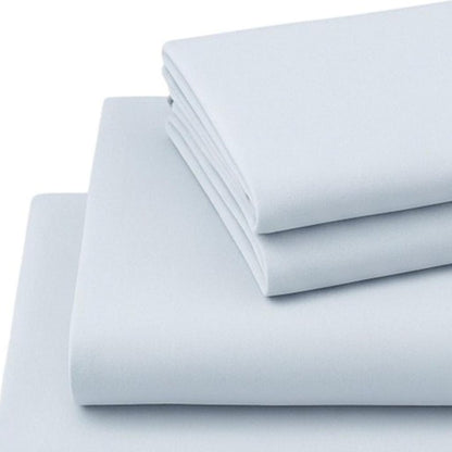 Four Piece Light Blue Cotton Queen Sheet Set