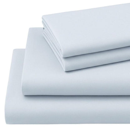 Four Piece Light Blue Cotton Queen Sheet Set