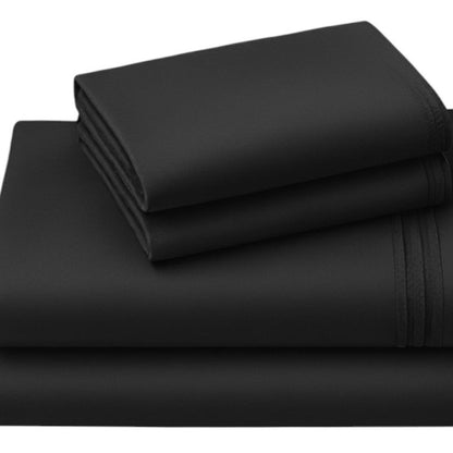 Four Piece Charcoal Cotton Queen Sheet Set