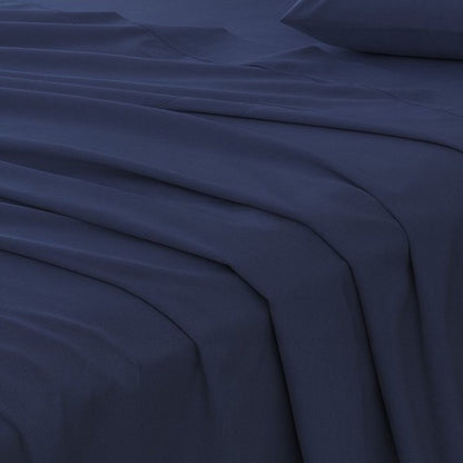 Four Piece Navy Blue Cotton King Sheet Set