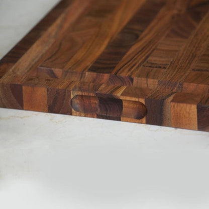 16" Brown Solid Wood Cutting Board With Juice Groove
