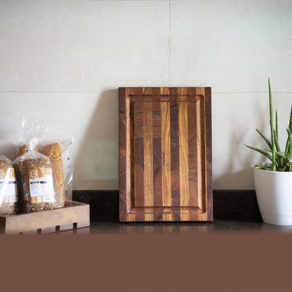 16" Brown Solid Wood Cutting Board With Juice Groove