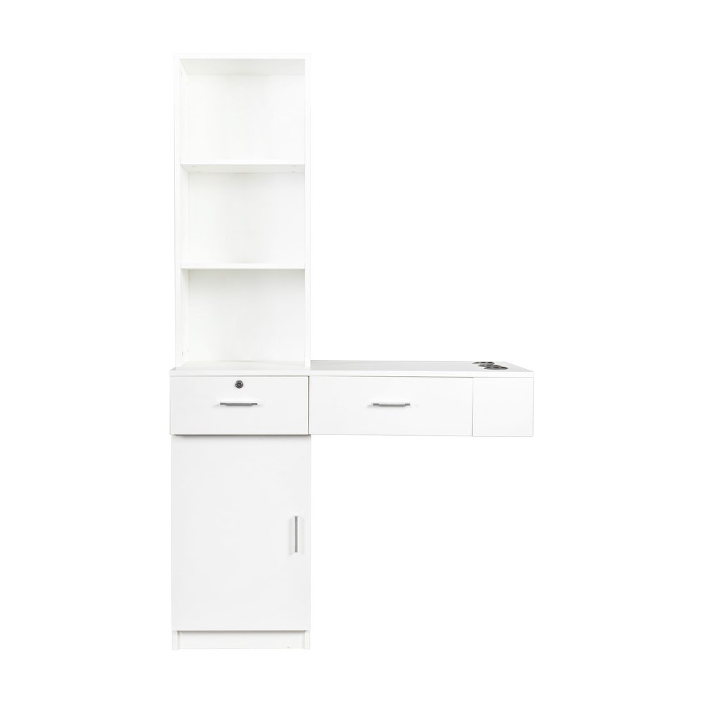 40" White Wood Mirrored Two Drawer Vanity Table