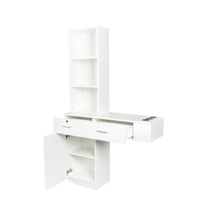 40" White Wood Mirrored Two Drawer Vanity Table