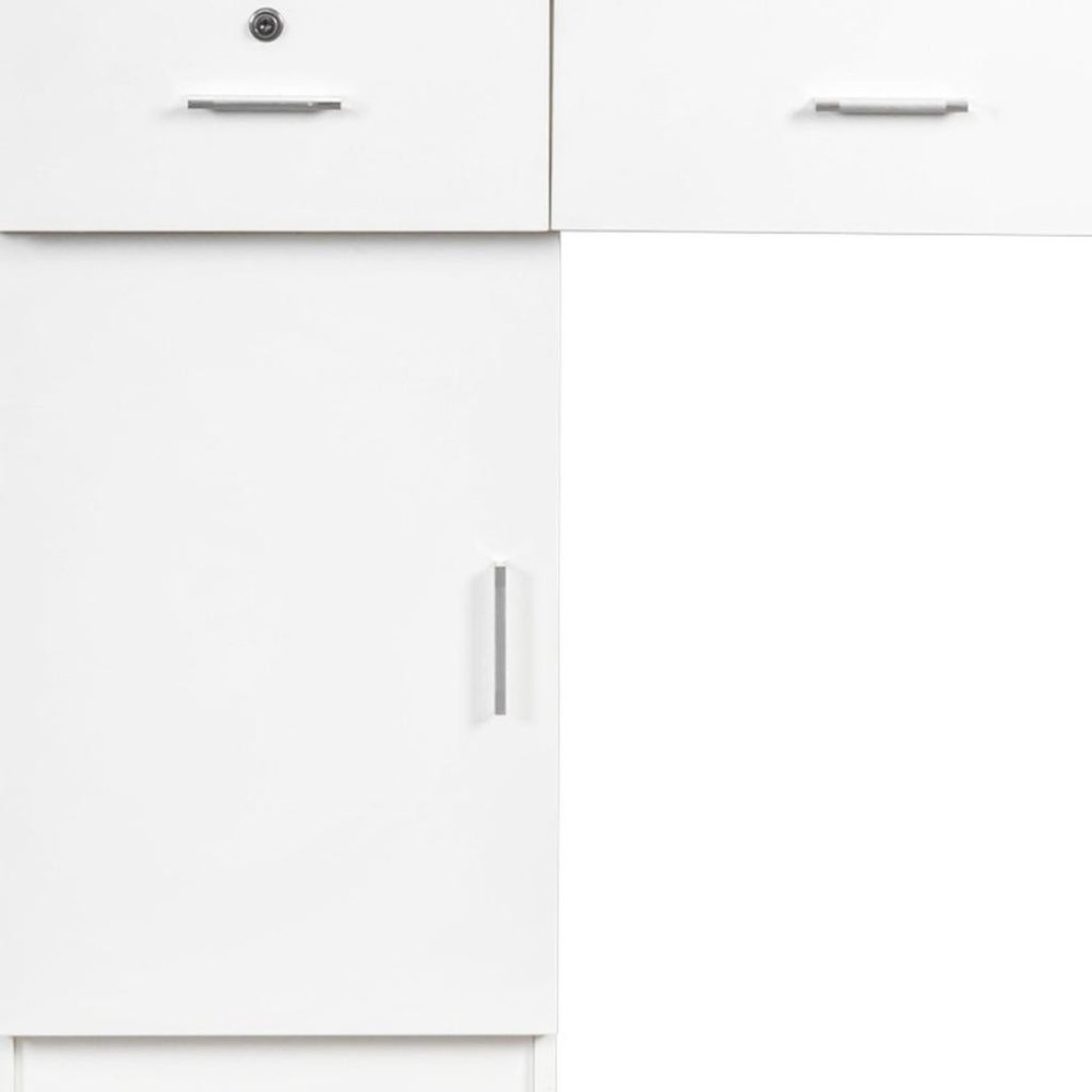 40" White Wood Mirrored Two Drawer Vanity Table