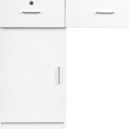 40" White Wood Mirrored Two Drawer Vanity Table