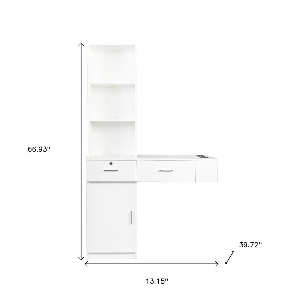 40" White Wood Mirrored Two Drawer Vanity Table