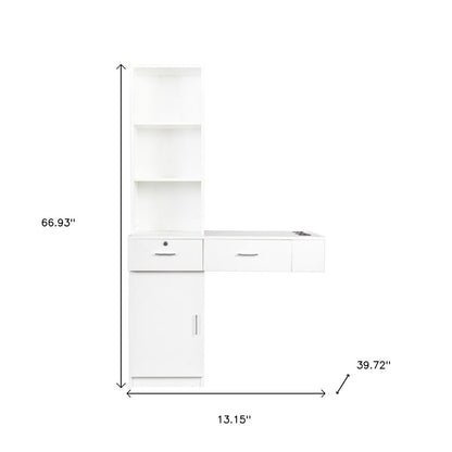 40" White Wood Mirrored Two Drawer Vanity Table