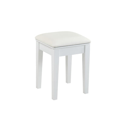 36" White Wood Mirrored Five Drawer Vanity Table