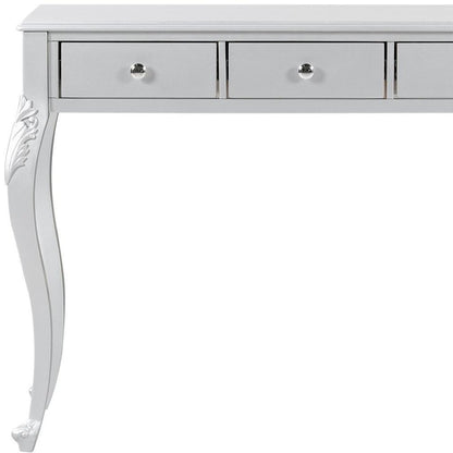 39" Silver Wood Mirrored Three Drawer Vanity Table
