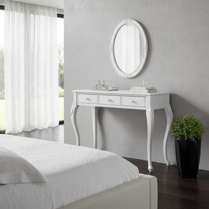 39" Silver Wood Mirrored Three Drawer Vanity Table