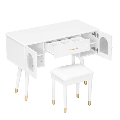 40" White Wood Vanity Table
