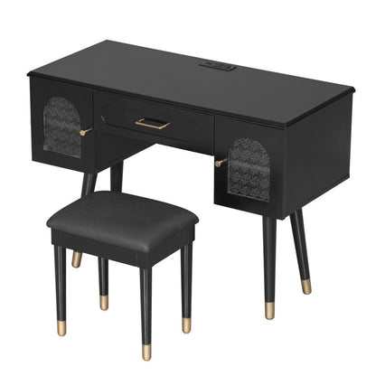 40" Black Wood Vanity Table