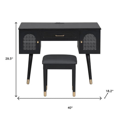 40" Black Wood Vanity Table