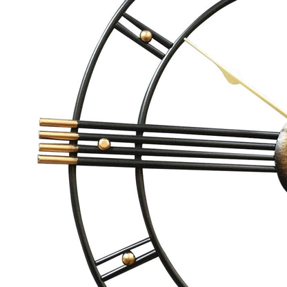 24" Beige Black And Brown Silent Analog Round Wall Clock