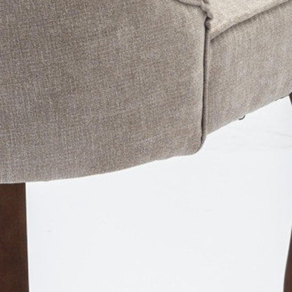 Set of Two Beige and Brown Tufted Dining Side Chairs