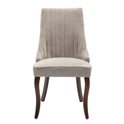 Set of Two Beige and Brown Tufted Dining Side Chairs