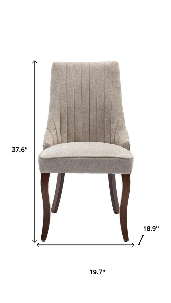 Set of Two Beige and Brown Tufted Dining Side Chairs