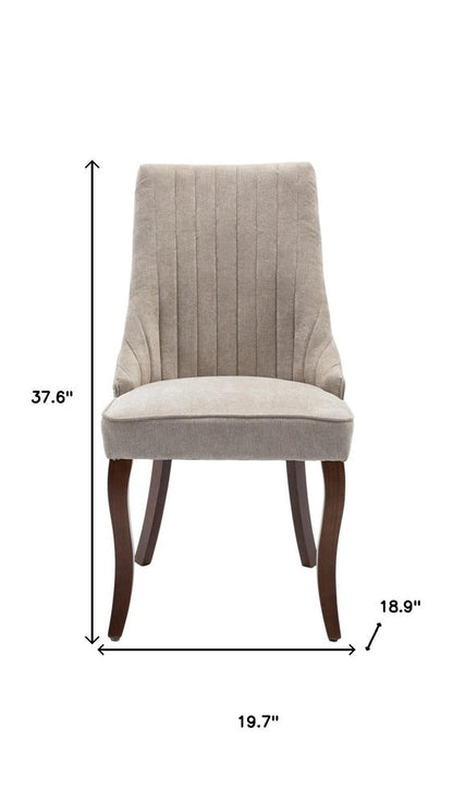 Set of Two Beige and Brown Tufted Dining Side Chairs